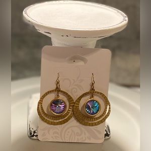 Moonstone Gold Hoops (Handmade)